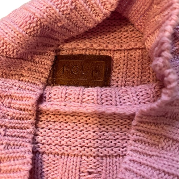 POL Chunky Mock Turtleneck Wide Sleeve Cropped Hi-Low Hem Distressed Sweater - Picture 16 of 16